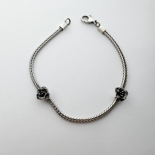 SkagenRose armbånd m 2 faste roser sølv – Stenbroen Guld & Ure