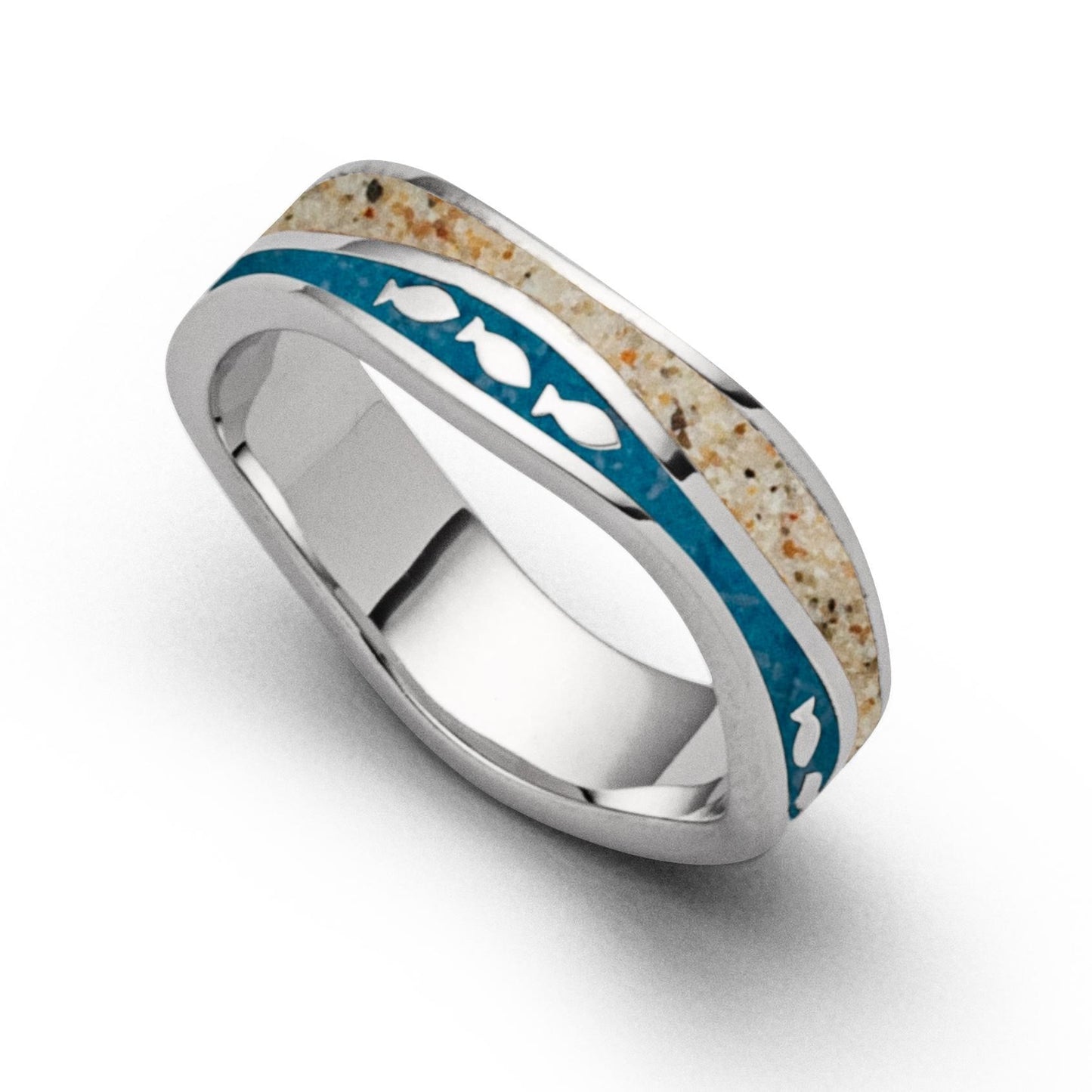 Ring Strandsand und Blau mit Fischen